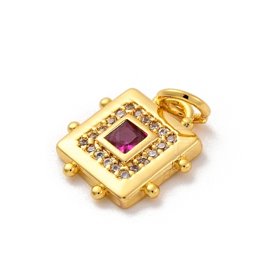 Brass Micro Pave Cubic Zirconia Charms KK-U033-02M-1