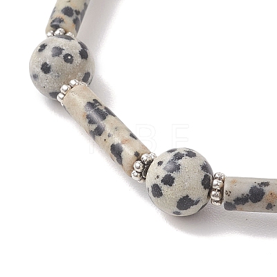 Natural Dalmatian Jasper & Synthetic Turquoise Beads Bracelets BJEW-JB13232-1