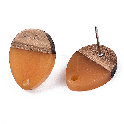 Resin & Walnut Wood Stud Earring Findings MAK-N032-006A-A03-1