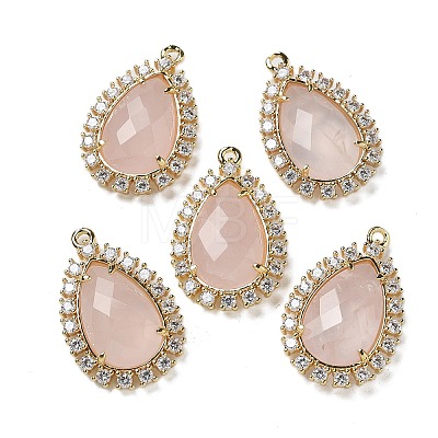 Natural Rose Quartz Faceted Teardrop Pendants G-I375-01G-16-1