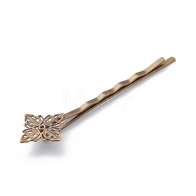 Brass Hair Bobby Pin Findings X-HJEW-H009-AB-1