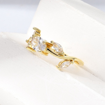 Brass Micro Pave Cubic Zirconia Cuff Open Rings CU-CBA108A-13G-02-1