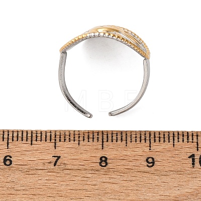 304 Stainless Steel Double Color Cuff Rings RJEW-S635-01GP-J-1