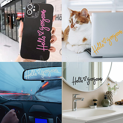 Gorgecraft 7 Shaeets 7 Colors Word Hello Gorgeous PVC Waterproof Car Stickers DIY-GF0008-93-1