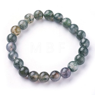 Natural Moss Agate Beads Stretch Bracelets BJEW-F380-01-B15-1