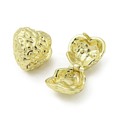 Textured Heart Rack Plating Brass Hoop Earrings EJEW-Z035-03G-1