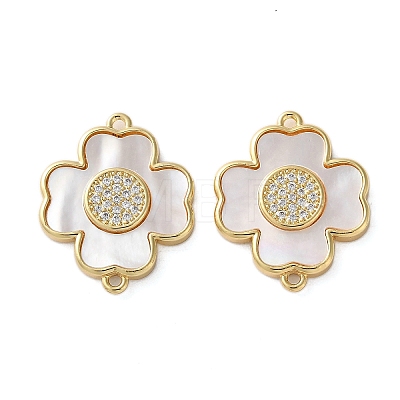 Brass Micro Pave Clear Cubic Zirconia Cross Connector Charms KK-U070-09B-G-1