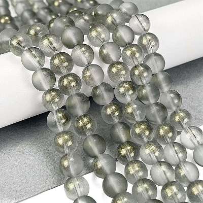 Frosted Transparent Glass Bead Strands GLAA-P065-8mm-12-1