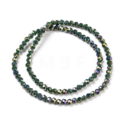 Faceted(32 Facets) Round Full Rainbow Plated Electroplate Glass Beads Strands EGLA-J130-FR13-1