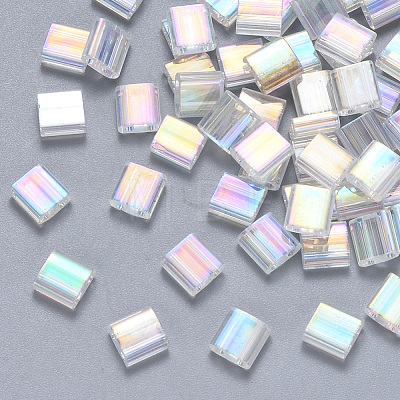 2-Hole Transparent Glass Seed Beads SEED-S031-L-250-1