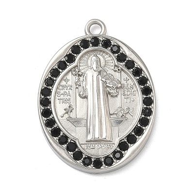 304 Stainless Steel & Rhinestone Pendants STAS-G371-09D-02P-1