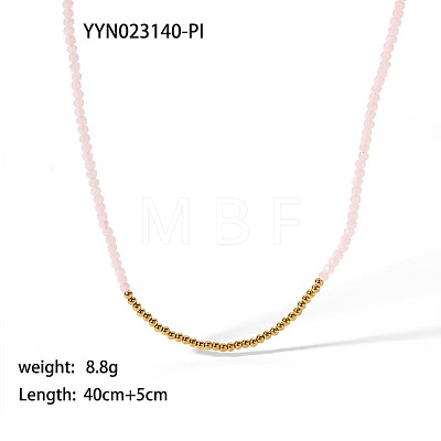 Glass & Stainless Steel Round Beaded Necklaces for Women PH3717-3-1