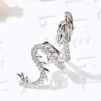 Brass Clear Cubic Zirconia Cuff Earrings EJEW-Q025-01A-P-1