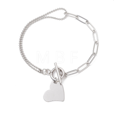 Heart 304 Stainless Steel Charm Bracelets BJEW-JB13110-1