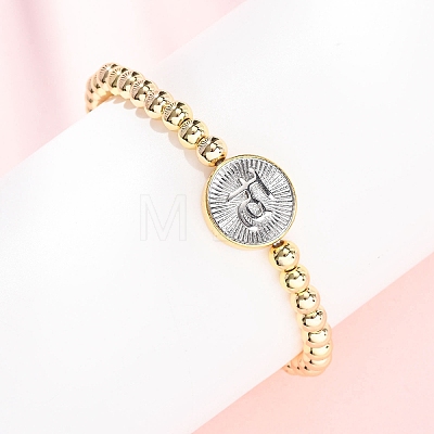 Brass Round Beads Stretch Bracelets for Women BJEW-H640-03A-GP-1
