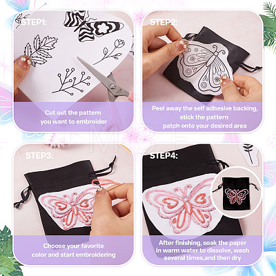 64 Patterns Non-woven Fabrics Water-soluble Embroidery Aid Drawing Sketch DIY-TAC0100-019-1