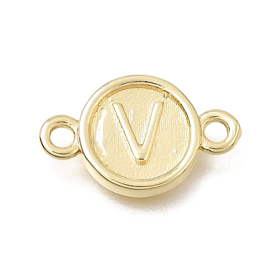 Brass Disc with Initial Links Connector Charms KK-E802-36G-V-1
