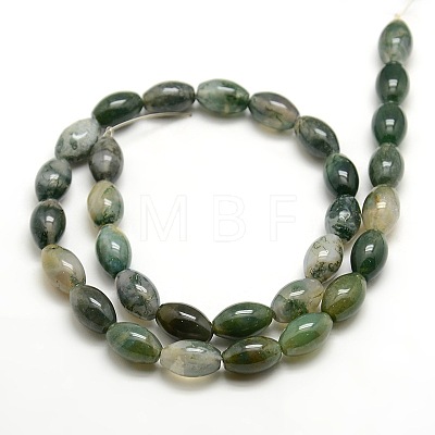 Natural Oval Moss Agate Beads Strands G-P063-01-1