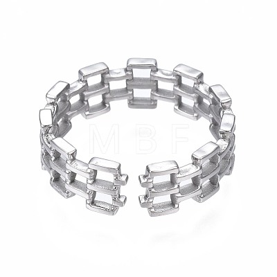 Non-Tarnish 304 Stainless Steel Square Open Cuff Ring RJEW-T023-15P-1