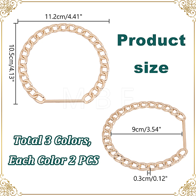   6Pcs 3 Colors Zinc Alloy Curb Chain Bag Handles FIND-PH0018-80-1