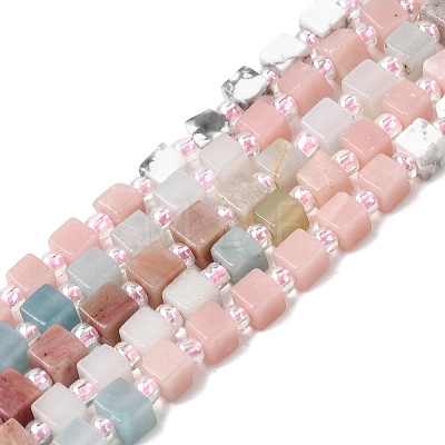 Natural Howlite & Pink Opal & Flower Amazonite & Rhodonite & Tiger Eye Beads Strands G-H333-03A-1