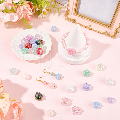 30Pcs 15 Styles UV Plating Rainbow Iridescent Acrylic Beads OACR-BM0001-15-1