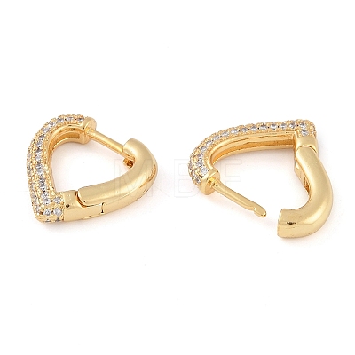 Brass Pave Clear Cubic Zirconia Hoop Earrings for Women EJEW-S225-11G-02-1