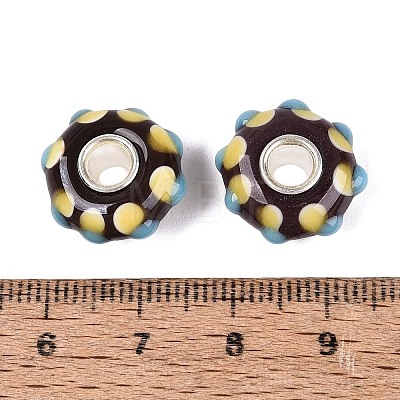 Handmade Lampwork & Brass Core European Beads LAMP-N044-13S-01-1