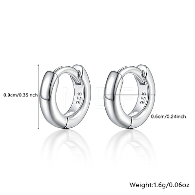 Rhodium Plated Platinum 925 Sterling Silver Hoop Earrings DU0168-3-1