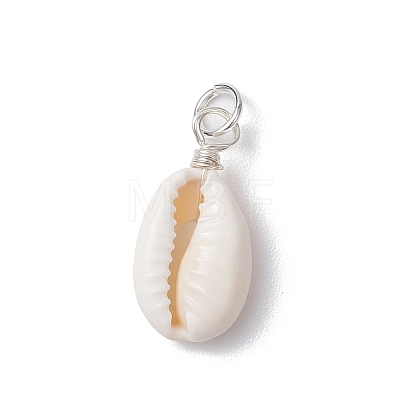 Natural Cowrie Shell Pendants PALLOY-JF03710-01-1