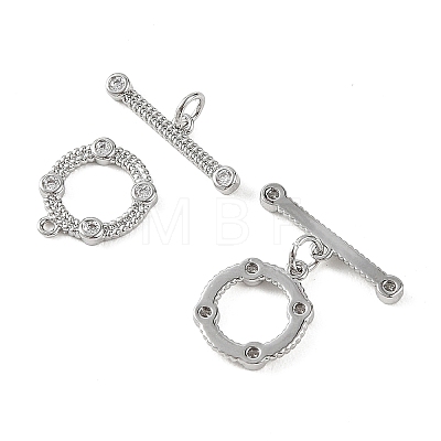 SHEGRACE Brass Micro Pave Clear Cubic Zirconia OT Toggle Claps XGRQ5K371-830P-1