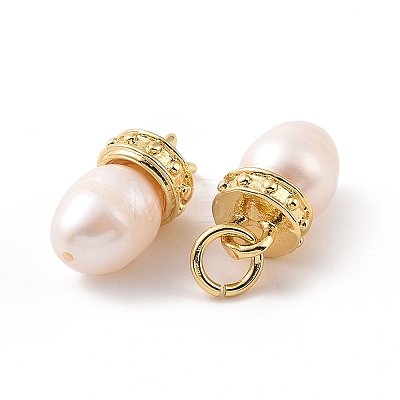 Rack Plating Shell Pearls Charms ZIRC-C042-16G-1