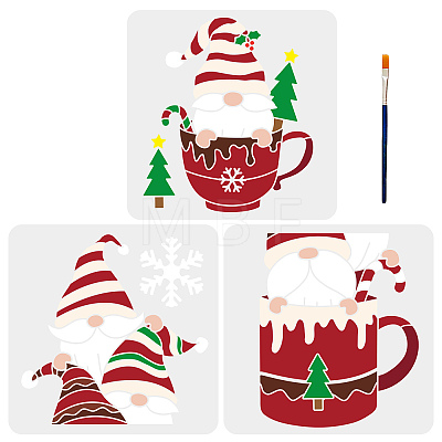 US 1 Set Christmas PET Hollow Out Drawing Painting Stencils DIY-MA0001-48-1