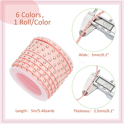   6 Rolls 6 Colors Faux Suede Cord LW-PH0002-26B-1