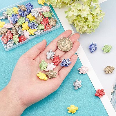 56Pcs 7 Colors Handmade Porcelain Ceramic Beads PORC-FH0001-04-1