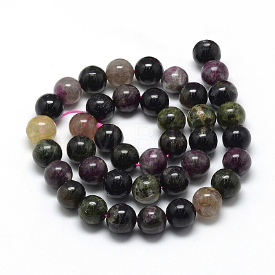 Natural Tourmaline Beads Strands G-R446-6mm-03-1