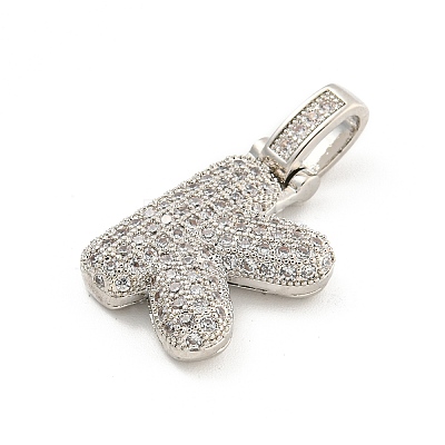 Brass Micro Pave Clear Cubic Zirconia Pendants KK-B099-01P-K-1