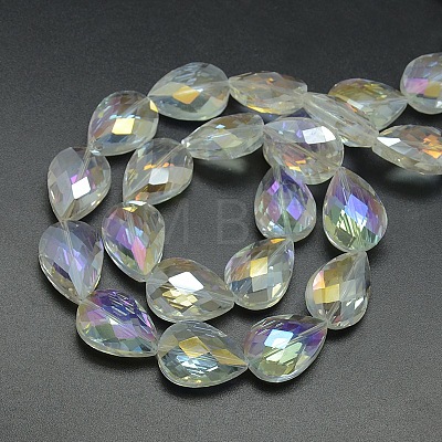 Electroplate Crystal Glass Teardrop Beads Strands EGLA-F067A-01-1