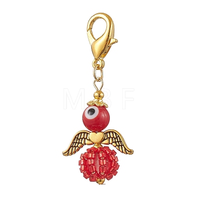 Angel Glass Seed Bead Pendant Decorations HJEW-MZ00085-05-1