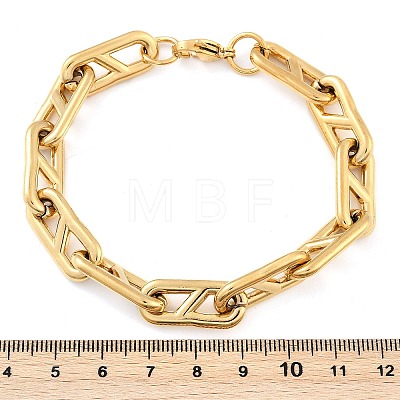 304 Stainless Steel Oval Link  Chain Bracelets for Women Men BJEW-F488-49C-G-1