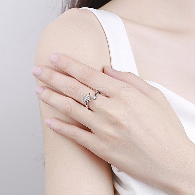 Rotatable Cat Eye Open Ring with Cubic Zirconia RJEW-Q776-01G-01-1