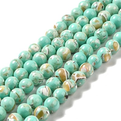 Synthetic Turquoise and Sea Shell Assembled Beads Strands G-D482-01B-08-1