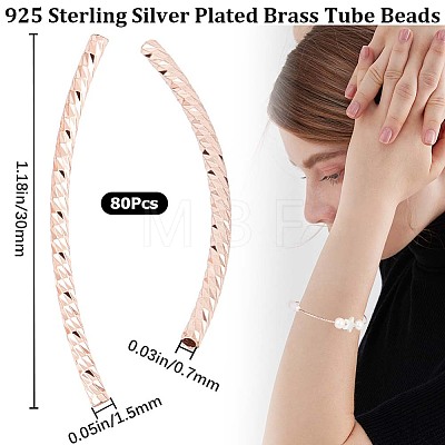 80Pcs Rack Plating Brass Curved Tube Beads KK-CN0002-22-1