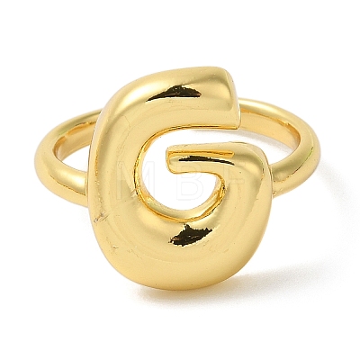 Initials Brass Open Cuff Ring for Women RJEW-N046-02G-G-1