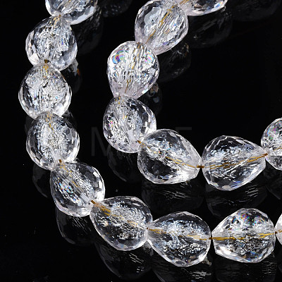 Transparent Crackle Glass Beads Strands GLAA-N051-04-1