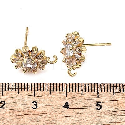 Brass Micro Pave Cubic Zirconia Studs Earring Findings KK-K364-09G-1