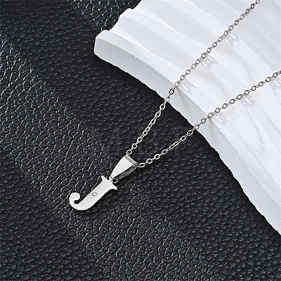201 Stainless Steel Crystal Rhinestone Initial Pendant Necklaces FS-WG28760-16-1