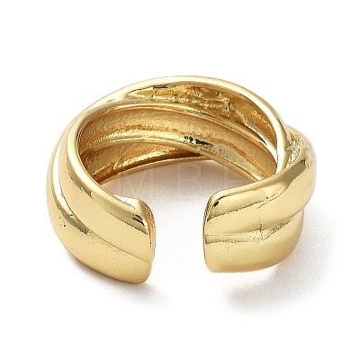 Rack Plating Brass Criss Cross Open Cuff Rings for Women RJEW-Q777-04G-1
