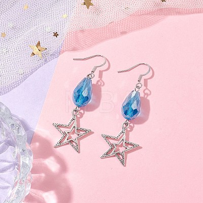 Alloy Star Dangle Earrings EJEW-JE05873-1