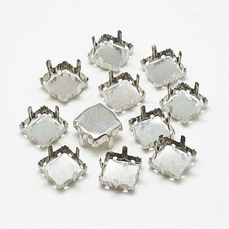 Non-Tarnish 201 Stainless Steel Sew on Prong Settings STAS-T032-08-8mm-1
